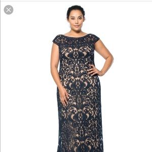 Tadashi shoji evening gown navy blue